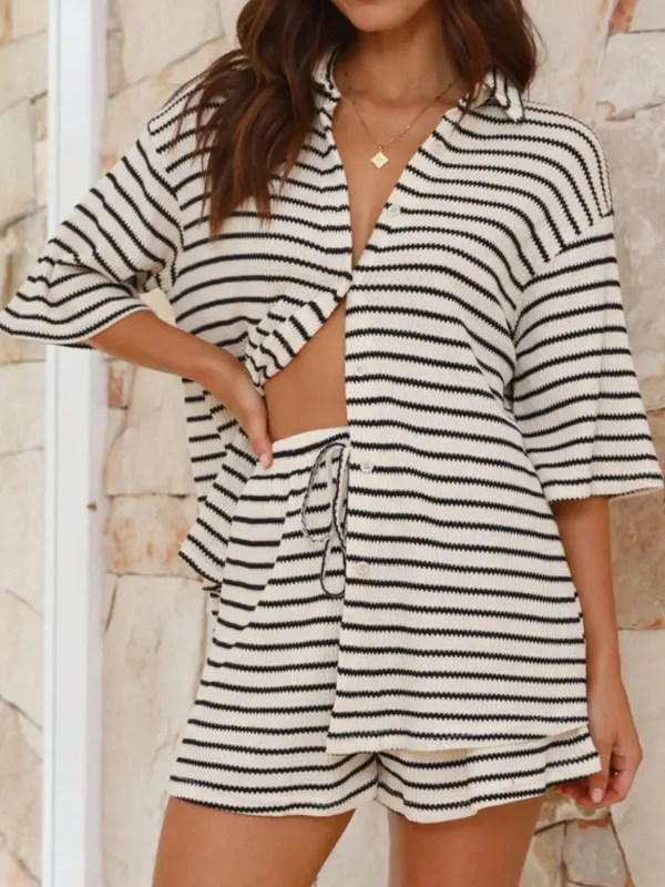 Striped Half Sleeve Top and Shorts Set sold by Gigi Laurent