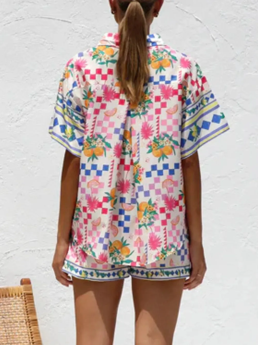 Printed Button Down Short Sleeve Top and Shorts Set sold by Gigi Laurent product image thumbnail 2