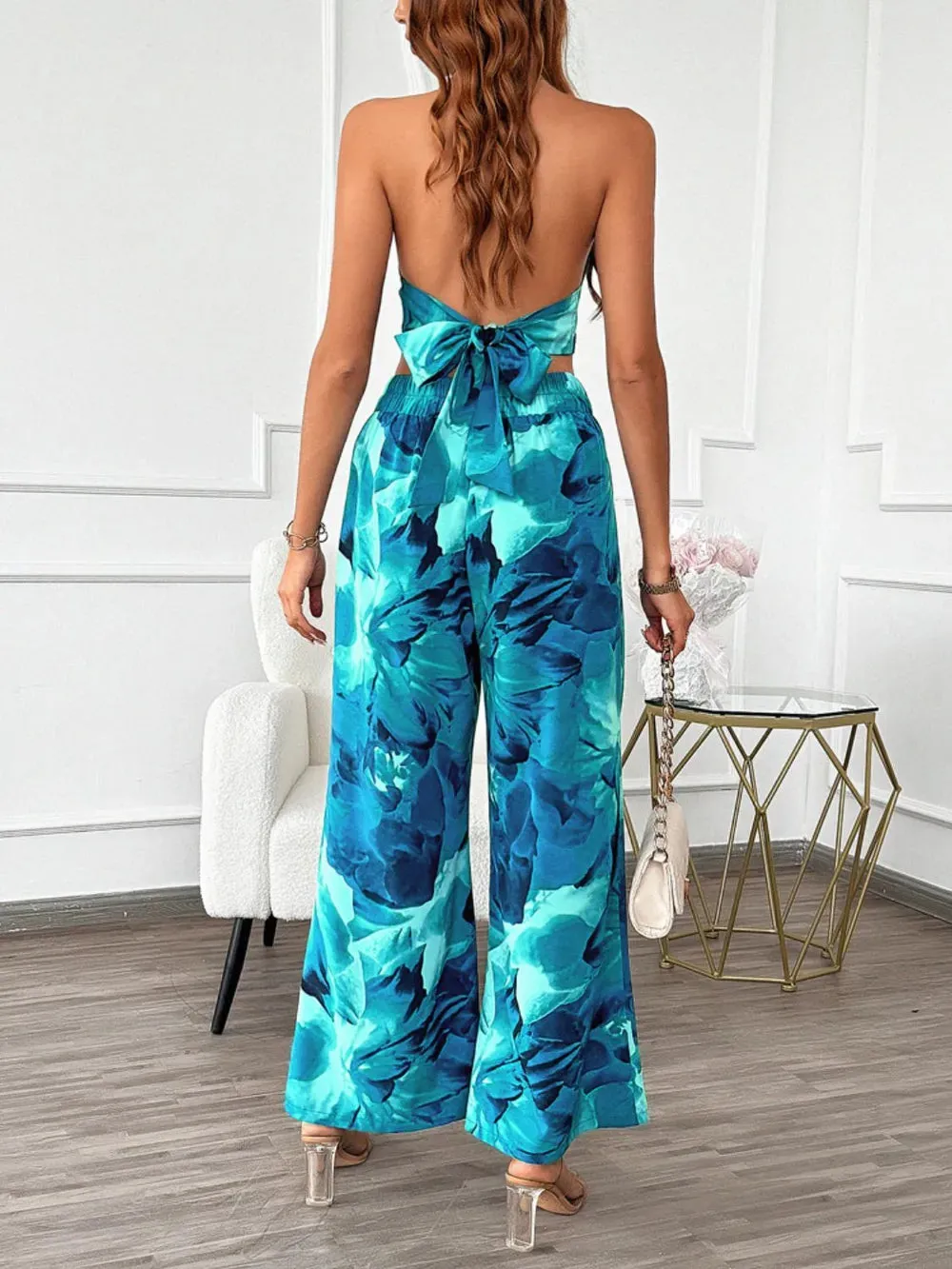 Devine Printed Halter Neck Top and Pants Set sold by Gigi Laurent product image thumbnail 2