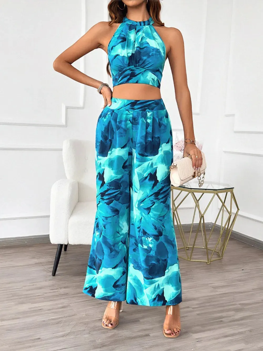 Devine Printed Halter Neck Top and Pants Set sold by Gigi Laurent product image thumbnail 3
