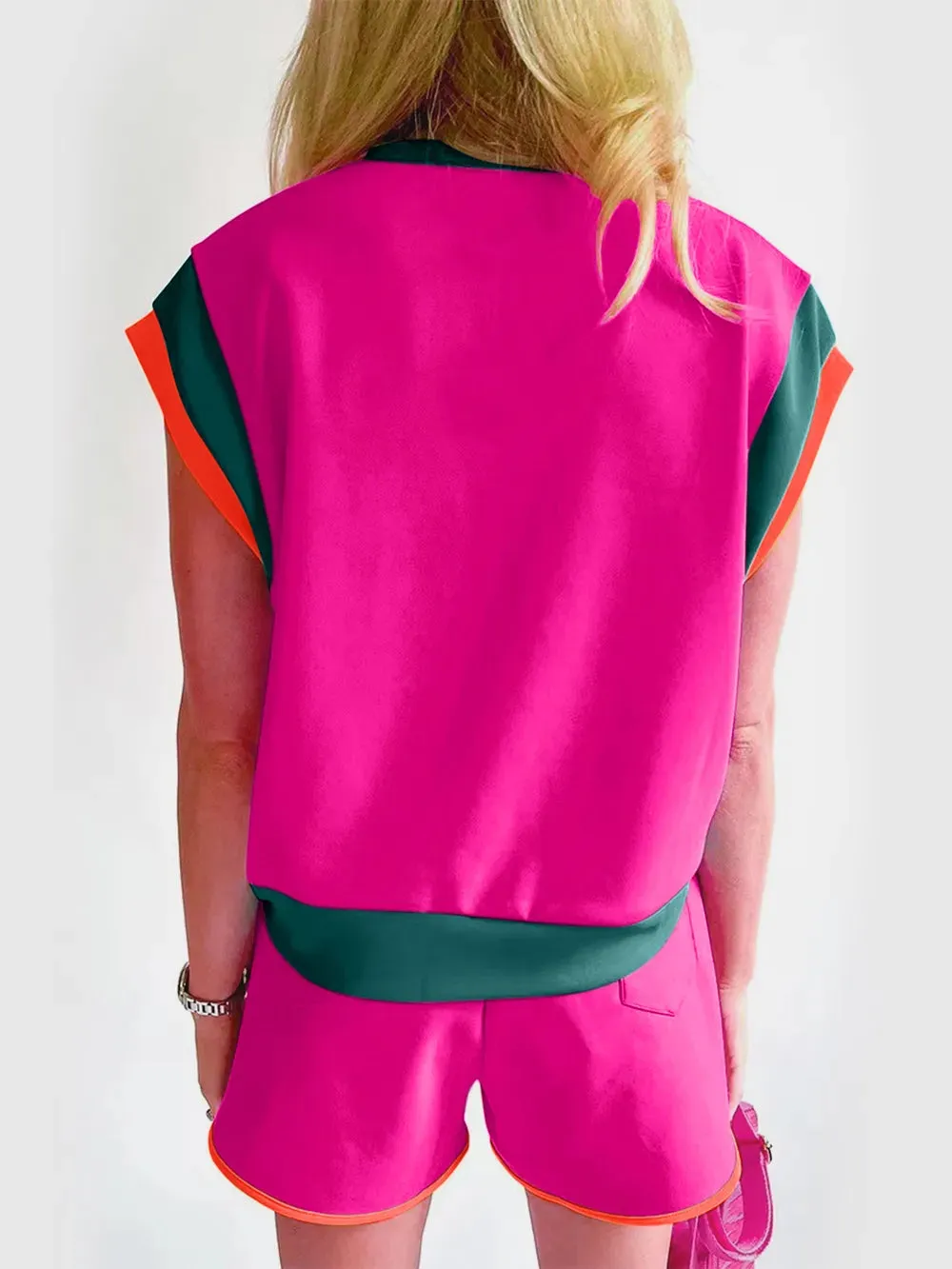 Contrast Round Neck Top and Shorts Set sold by Gigi Laurent product image thumbnail 2