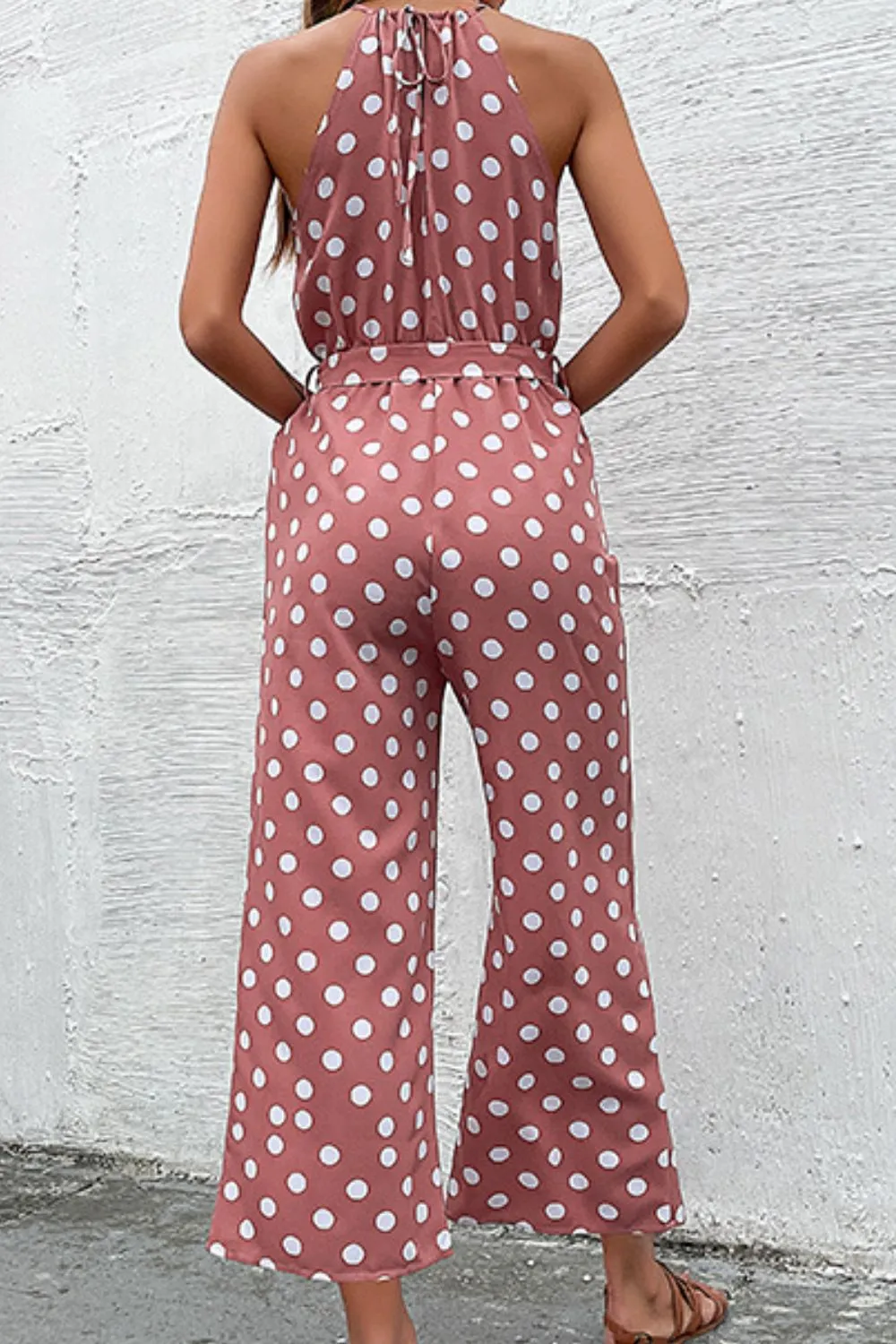 Perfee Polka Dot Grecian Wide Leg Jumpsuit sold by Gigi Laurent product image thumbnail 4