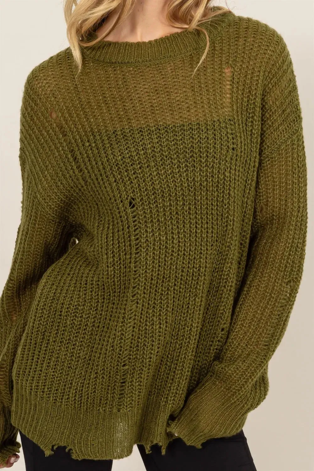 HYFVE Distressed Long Sleeve Knit Top sold by Gigi Laurent product image thumbnail 5