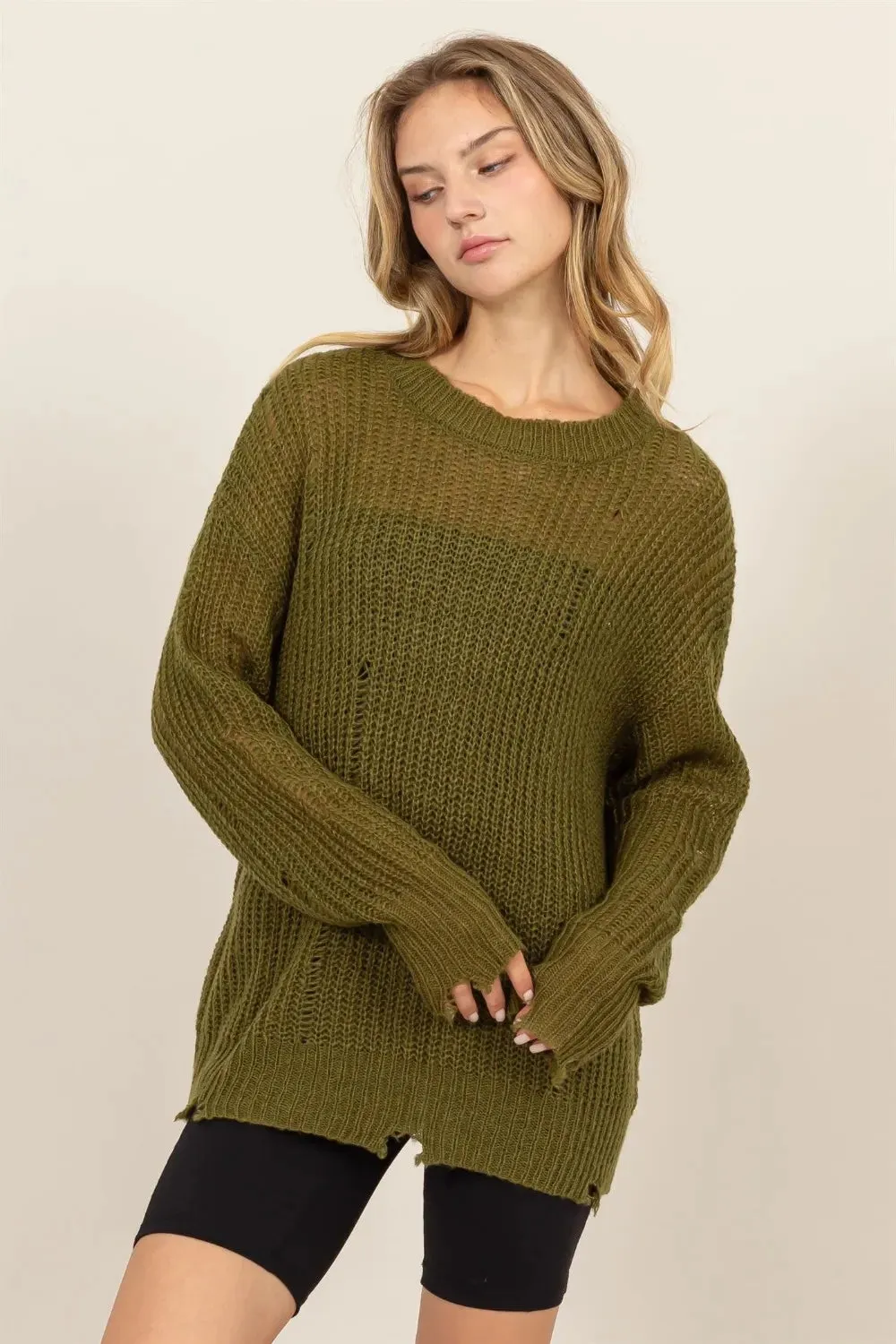 HYFVE Distressed Long Sleeve Knit Top sold by Gigi Laurent product image thumbnail 3