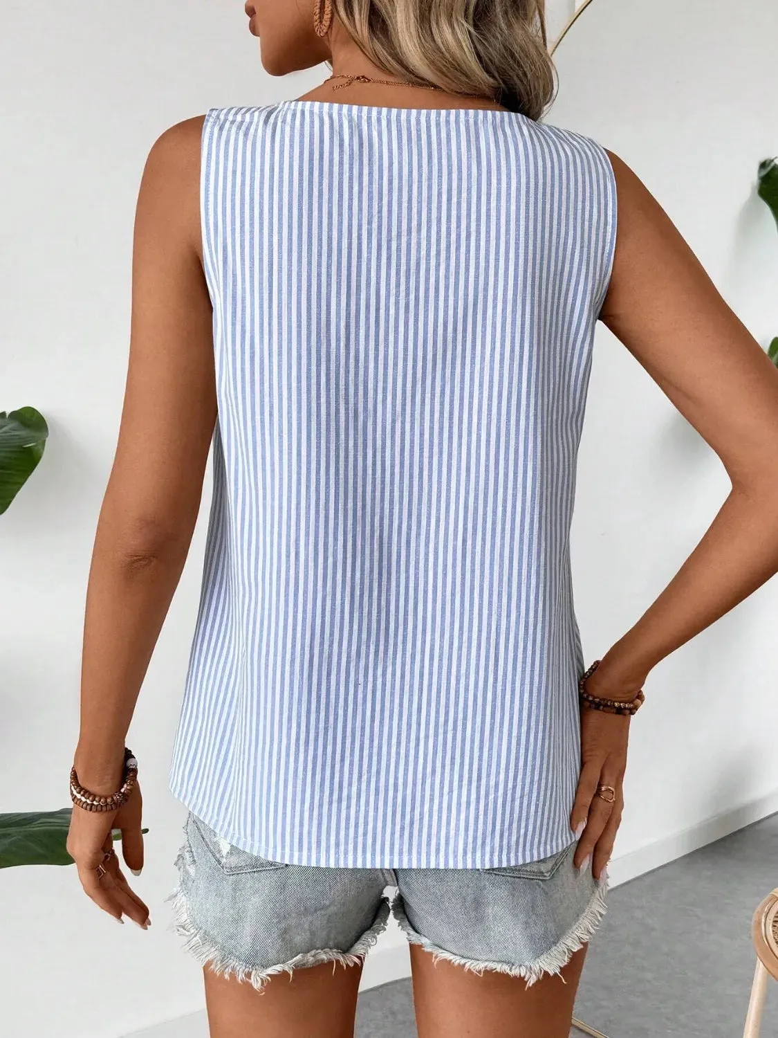 Decorative Button Asymmetrical Striped Tank sold by Gigi Laurent product image thumbnail 5