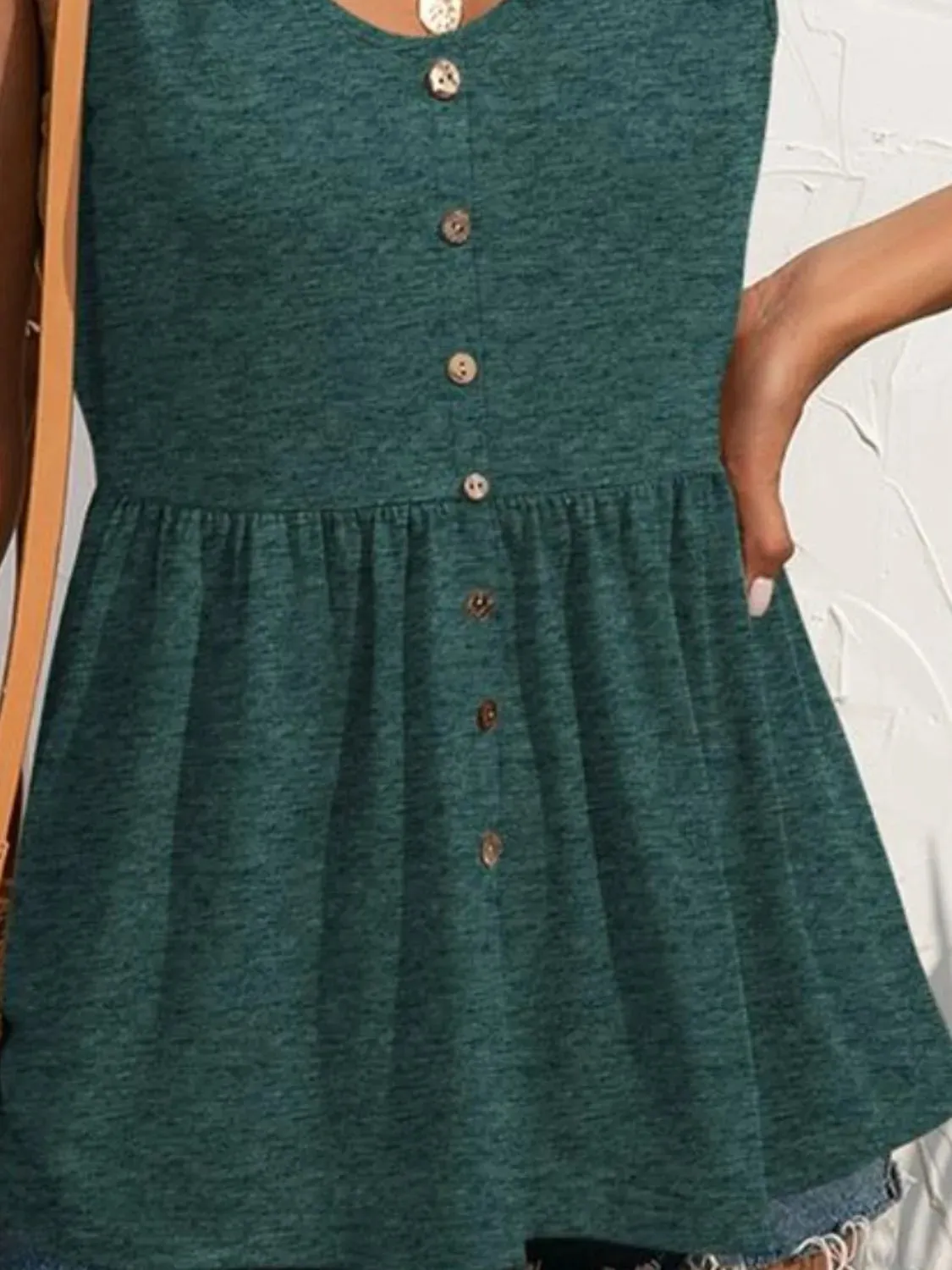 Decorative Button Wide Strap Tank sold by Gigi Laurent product image thumbnail 3