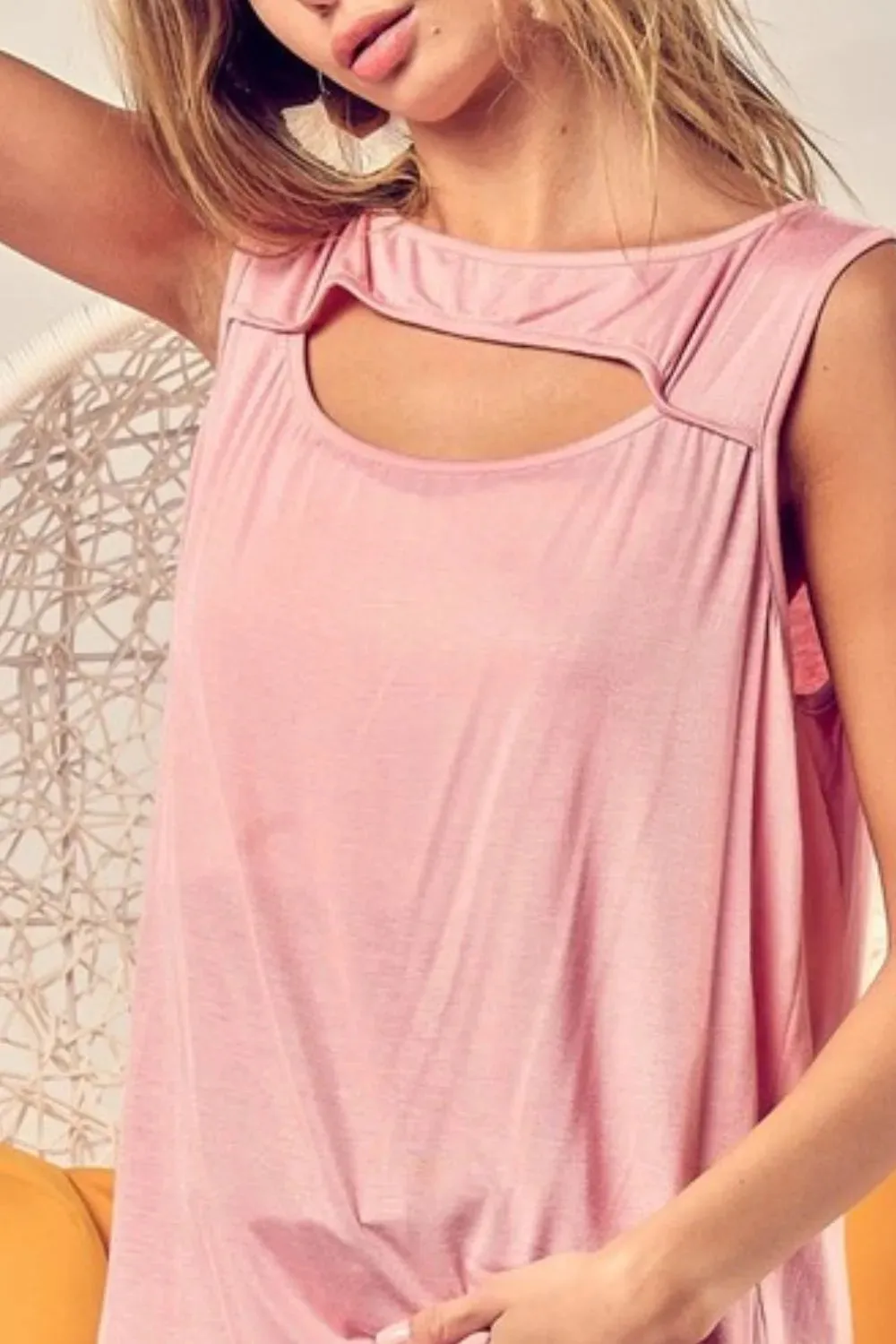 BiBi Rayon Span Knit With Cut Out Front Sleeveless Top sold by Gigi Laurent product image thumbnail 2