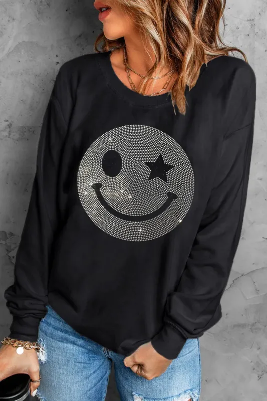 Rhinestone Smile Long Sleeve Sweatshirt sold by Gigi Laurent