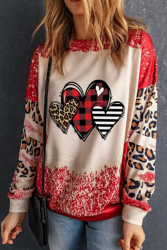 Heart Leopard Round Neck Sweatshirt sold by Gigi Laurent