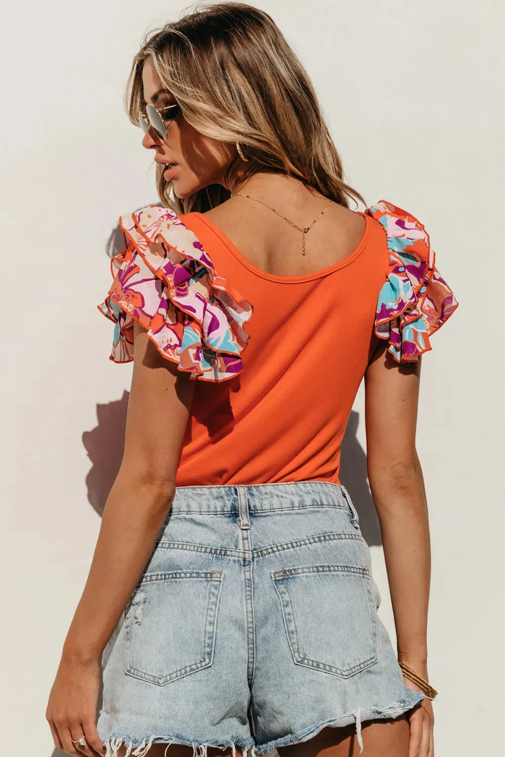 Scoop Neck Flounce Sleeve Bodysuit sold by Gigi Laurent product image thumbnail 2