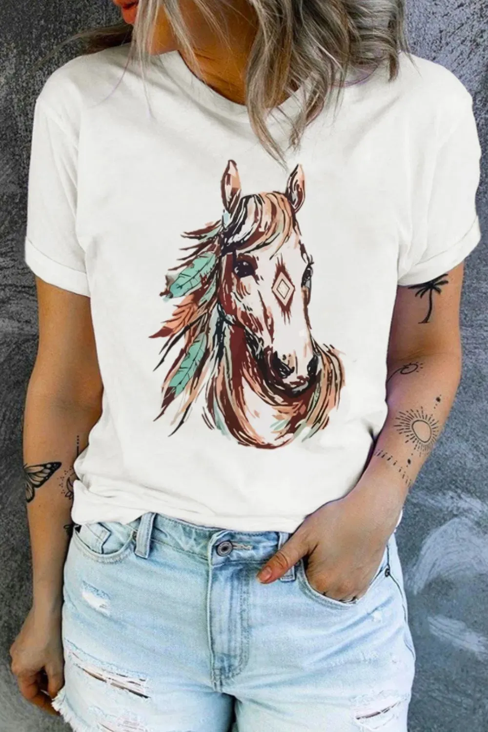 Western Aztec Horse Graphic Tee sold by Gigi Laurent