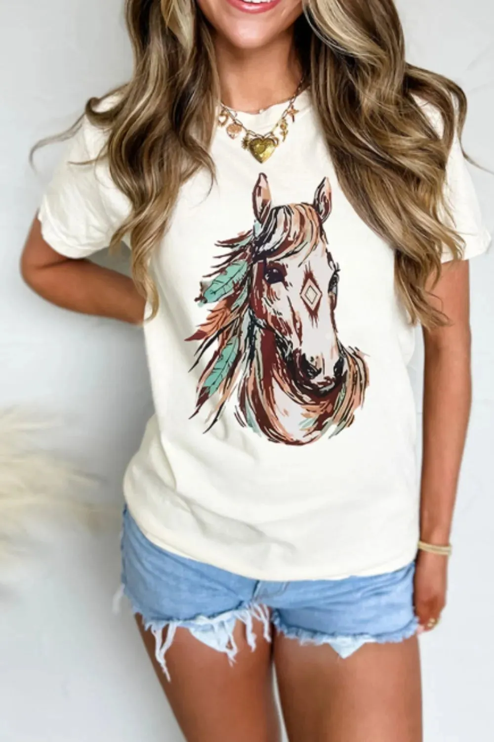 Western Aztec Horse Graphic Tee sold by Gigi Laurent product image thumbnail 4