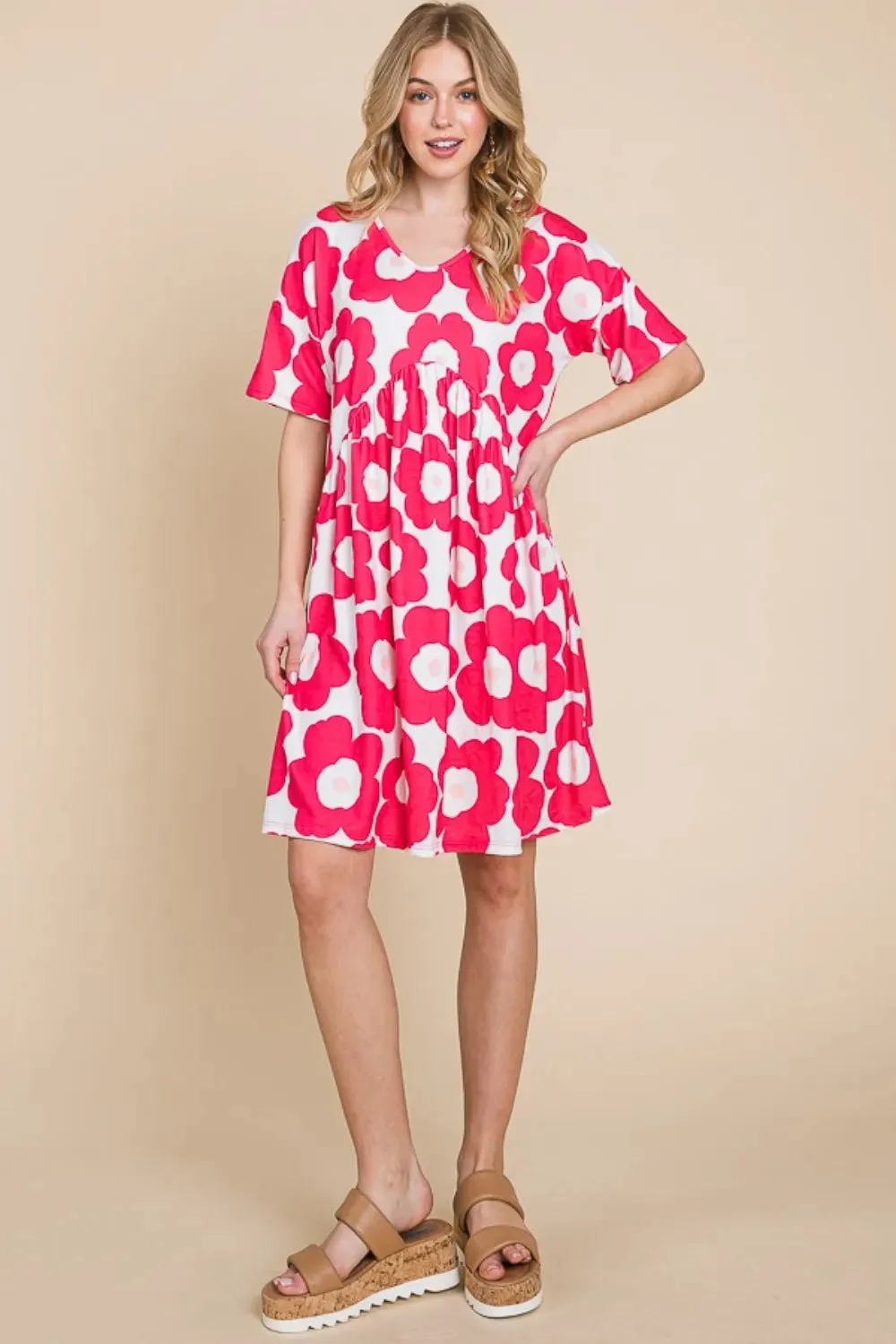 BOMBOM Flower Print Ruched Dress sold by Gigi Laurent product image thumbnail 5