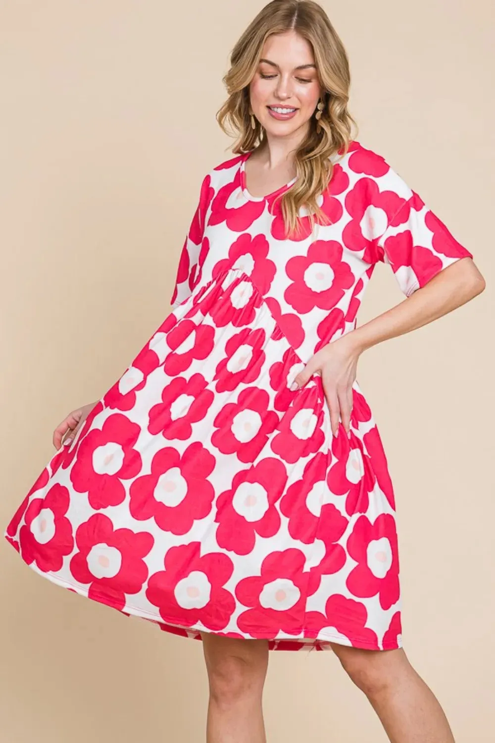 BOMBOM Flower Print Ruched Dress sold by Gigi Laurent product image thumbnail 3