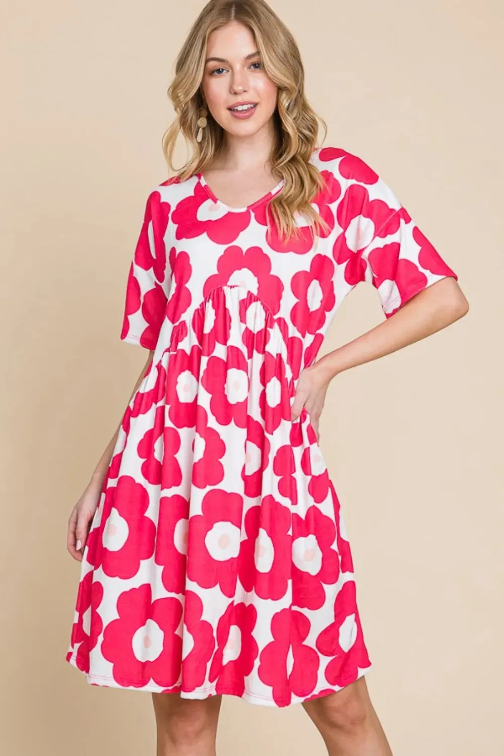 BOMBOM Flower Print Ruched Dress sold by Gigi Laurent