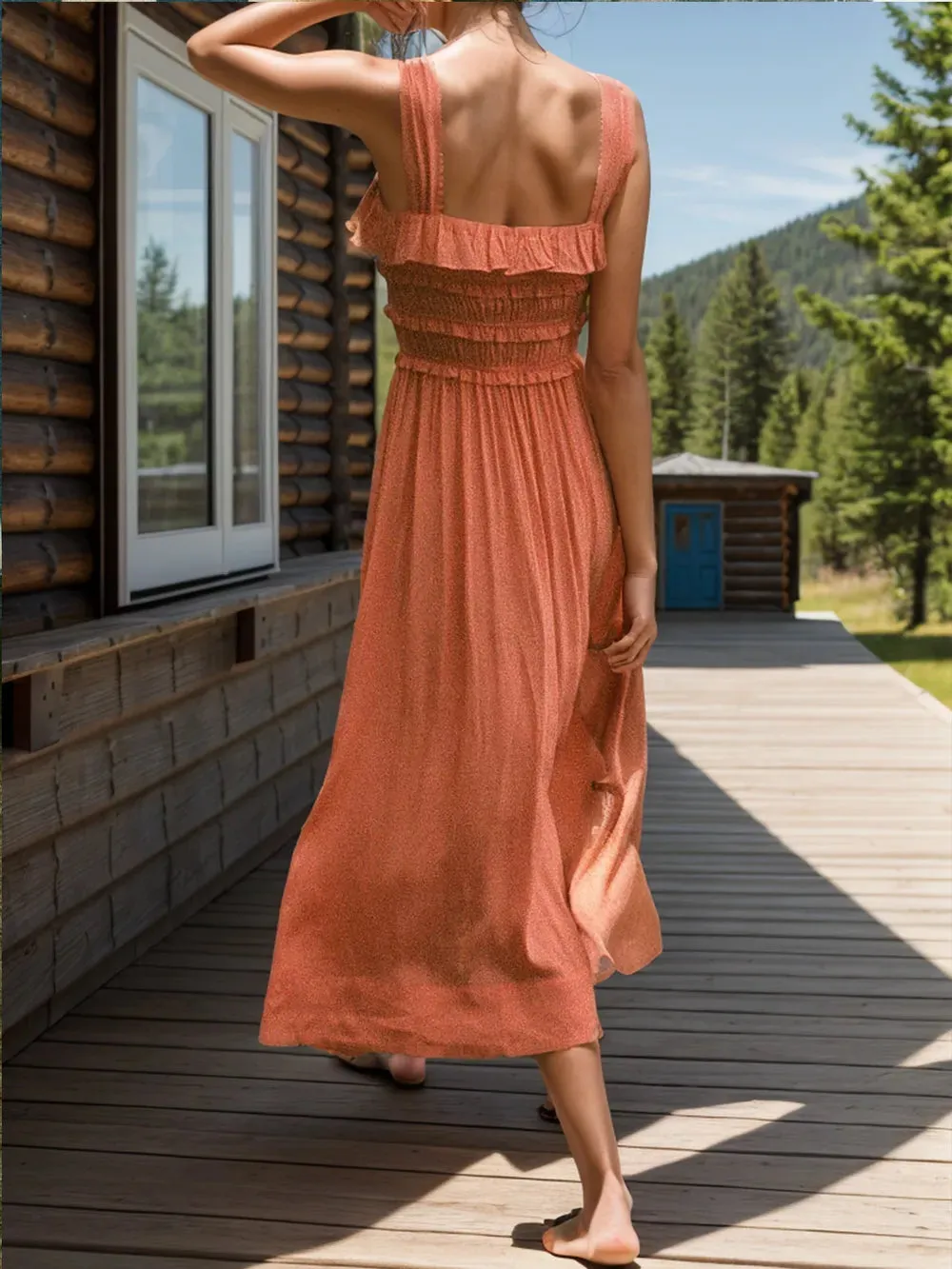 Frill Square Neck Wide Strap Dress sold by Gigi Laurent product image thumbnail 3