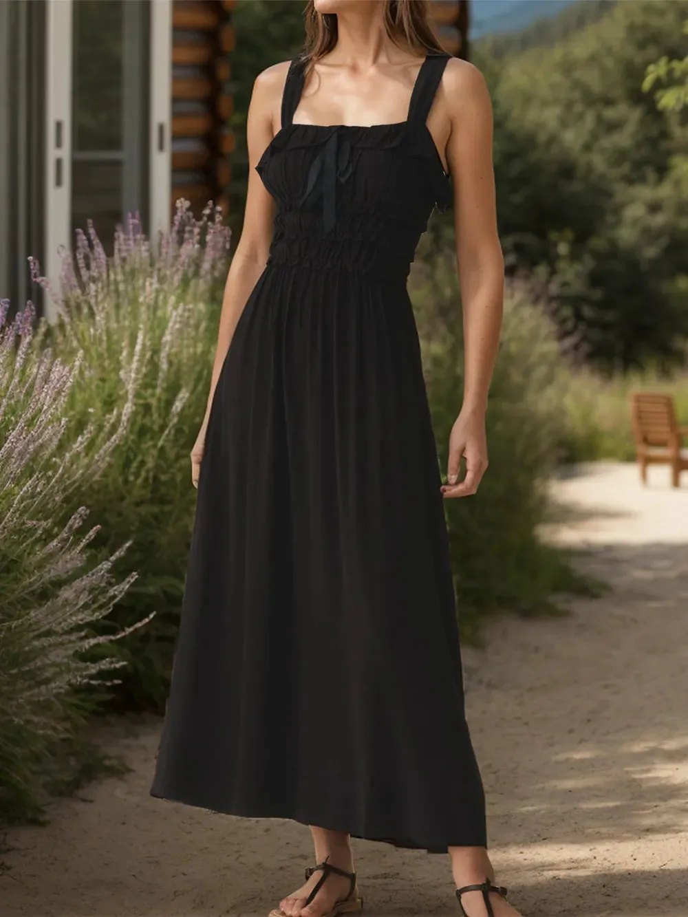 Frill Square Neck Wide Strap Dress sold by Gigi Laurent product image thumbnail 5