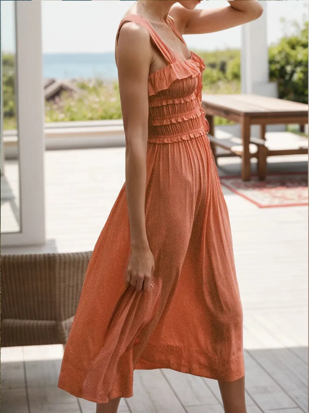 Frill Square Neck Wide Strap Dress sold by Gigi Laurent product image thumbnail 2