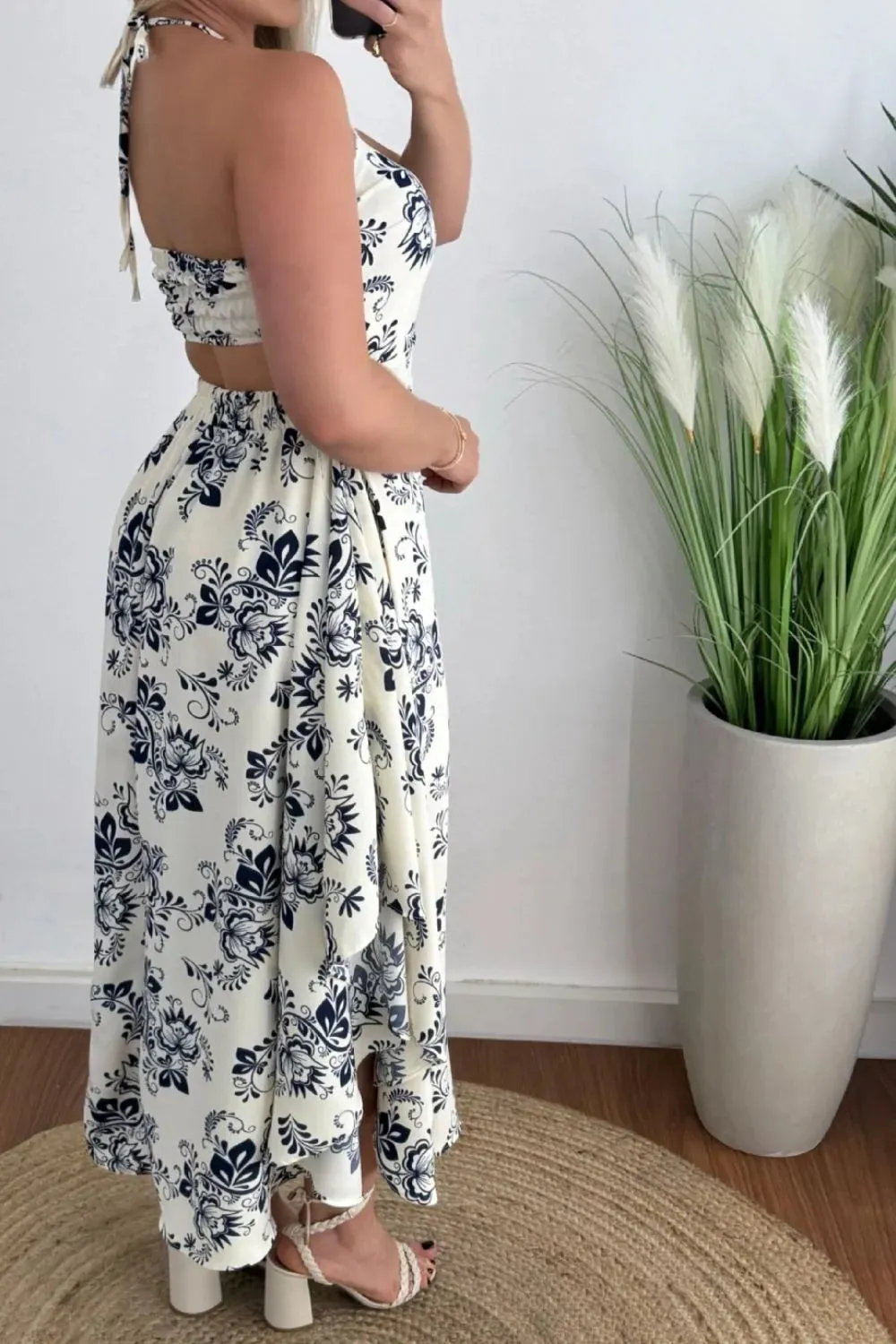 Smocked Printed Halter Neck Dress sold by Gigi Laurent product image thumbnail 5