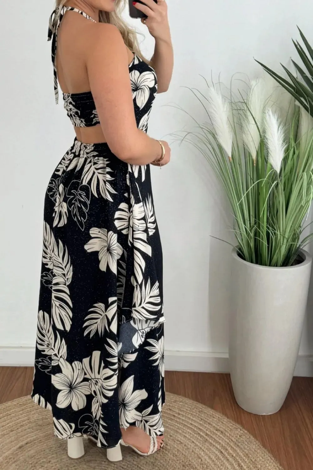 Smocked Printed Halter Neck Dress sold by Gigi Laurent product image thumbnail 2