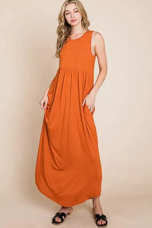 BOMBOM Sleeveless Maxi Dress with Pockets sold by Gigi Laurent