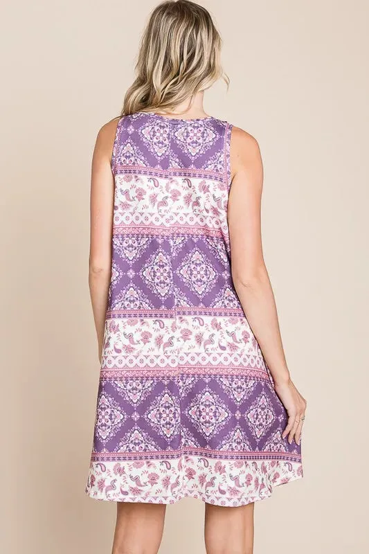 BOMBOM Bohemian Print Sleeveless Dress sold by Gigi Laurent product image thumbnail 4