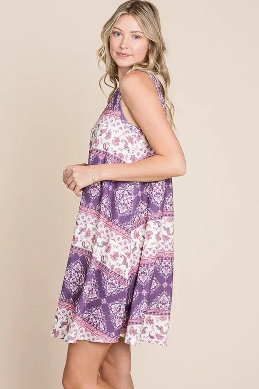 BOMBOM Bohemian Print Sleeveless Dress sold by Gigi Laurent product image thumbnail 3