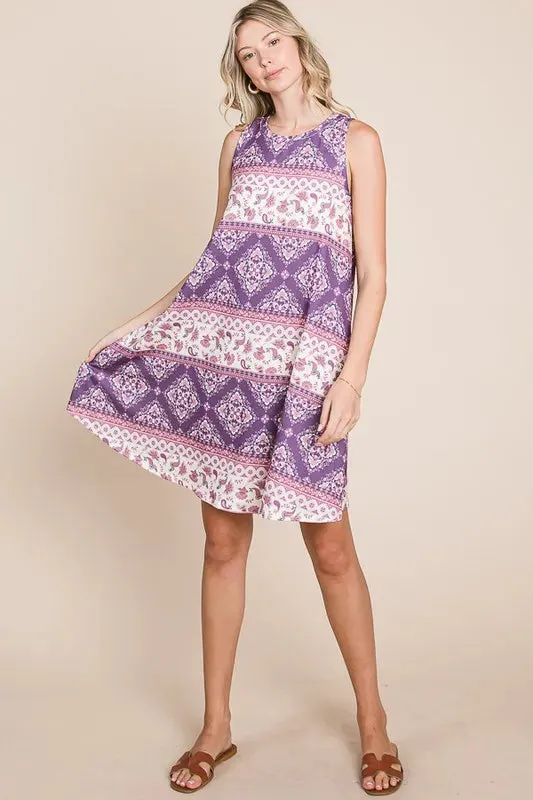 BOMBOM Bohemian Print Sleeveless Dress sold by Gigi Laurent product image thumbnail 5