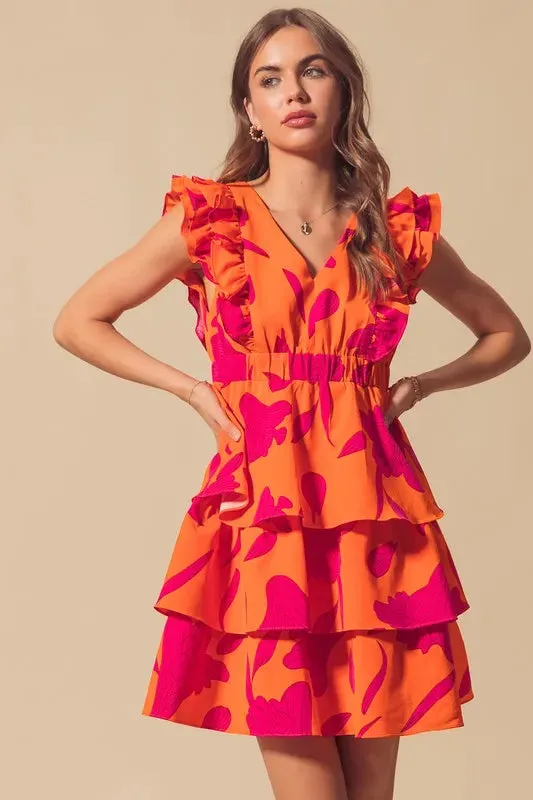 SO ME Floral V Neck Layered Dress with Elasticized Waist sold by Gigi Laurent product image thumbnail 3
