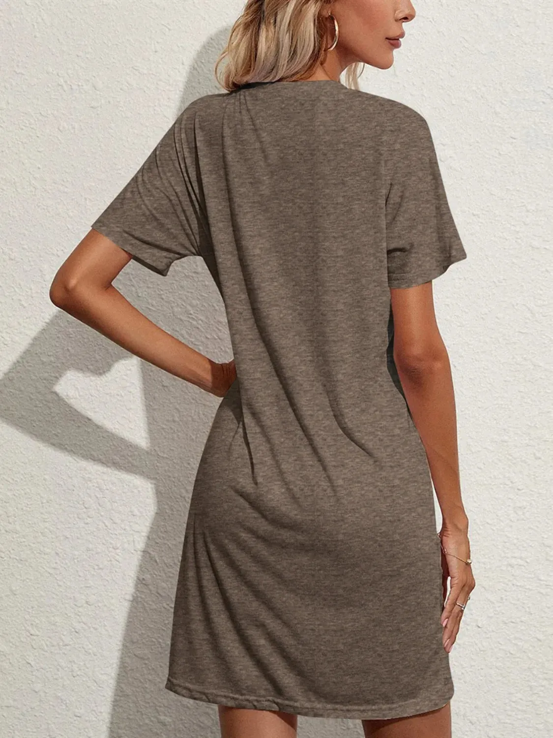 Pocketed Round Neck Short Sleeve Mini Tee Dress sold by Gigi Laurent product image thumbnail 2