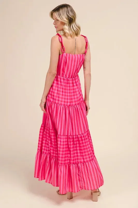 SO ME Stripe Tiered Maxi Dress with Colorful Chain Strap sold by Gigi Laurent product image thumbnail 3