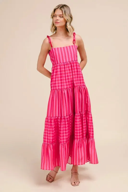 SO ME Stripe Tiered Maxi Dress with Colorful Chain Strap sold by Gigi Laurent product image thumbnail 4