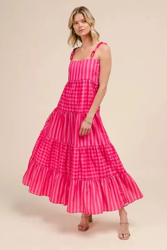 SO ME Stripe Tiered Maxi Dress with Colorful Chain Strap sold by Gigi Laurent product image thumbnail 2