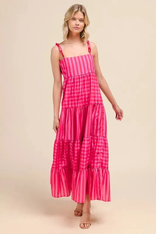 SO ME Stripe Tiered Maxi Dress with Colorful Chain Strap sold by Gigi Laurent product image thumbnail 5