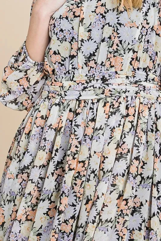 Lime 'N' Chili Chiffon Floral Print Belted Dress with Back Zipper sold by Gigi Laurent product image thumbnail 5