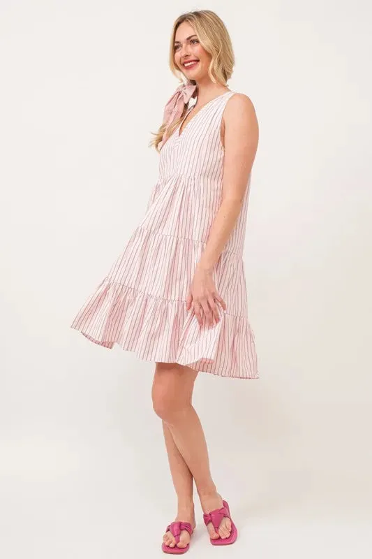 Lime 'N' Chili Striped Sleeveless V-Neck Tiered Dress sold by Gigi Laurent product image thumbnail 3