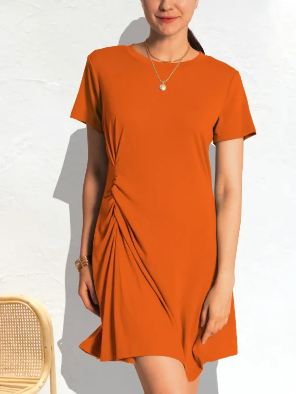 Ruched Short Sleeve Mini Tee Dress sold by Gigi Laurent