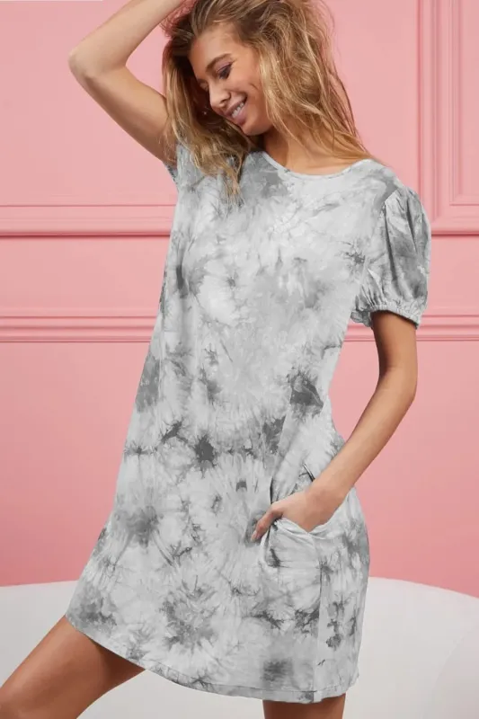 BiBi Puff Sleeve With Side Pockets Tie Dye Dress sold by Gigi Laurent
