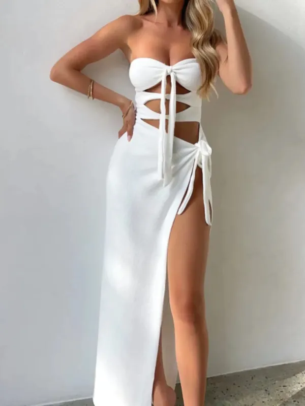 Cutout Split Sweetheart Neck Tube Dress sold by Gigi Laurent