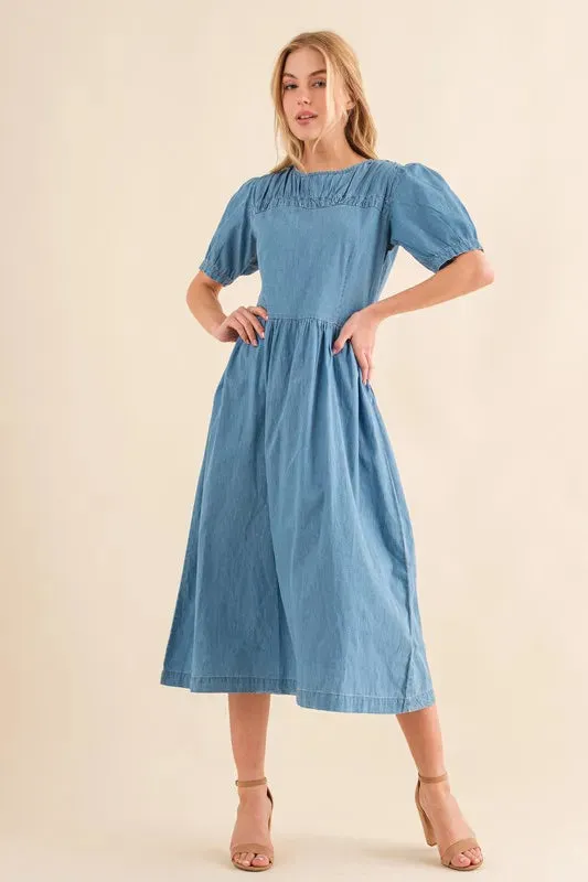 And The Why Full Size Washed Chambray Midi Dress Plus Size sold by Gigi Laurent