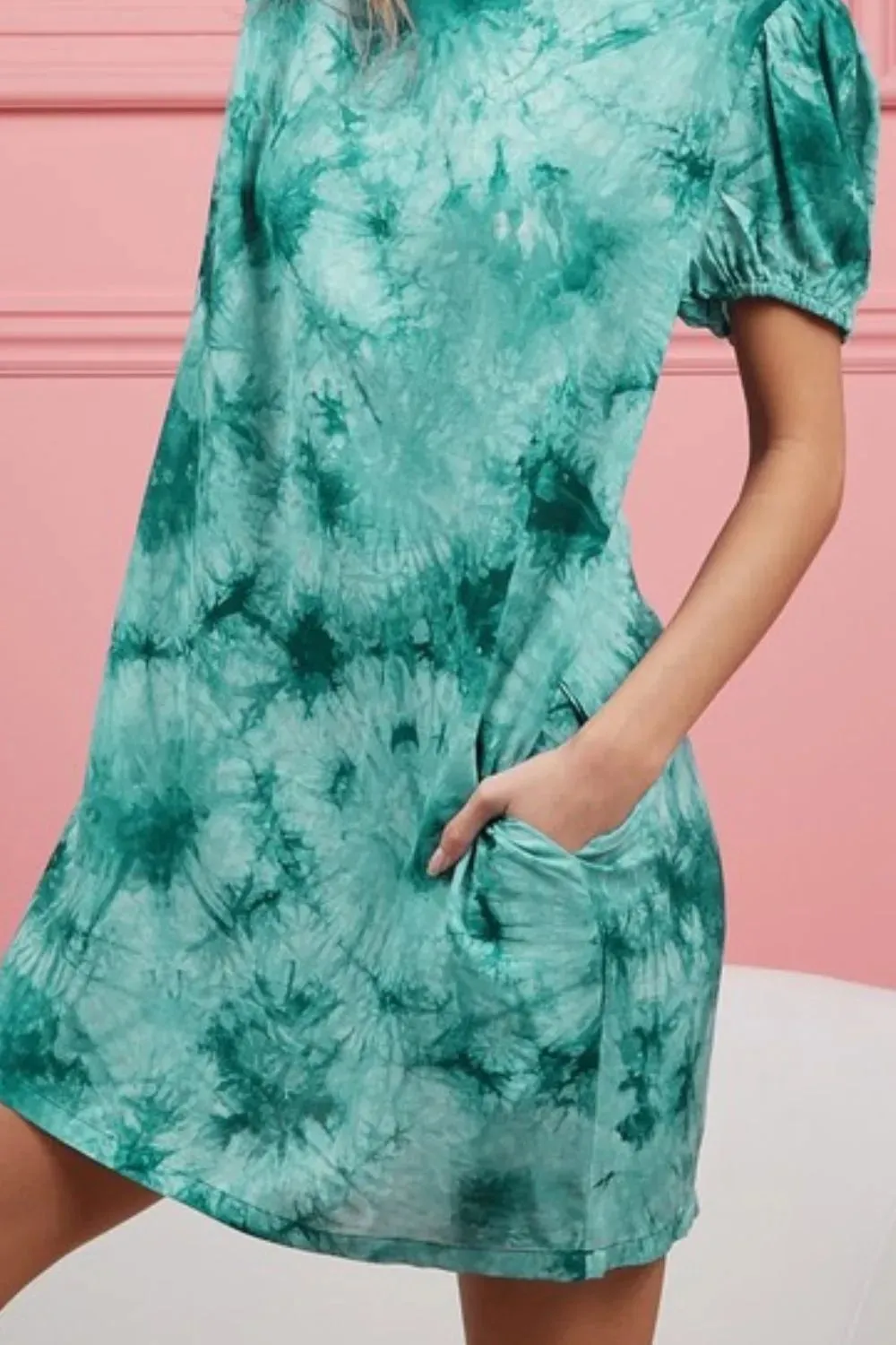 BiBi Puff Sleeve With Side Pockets Tie Dye Dress sold by Gigi Laurent product image thumbnail 3