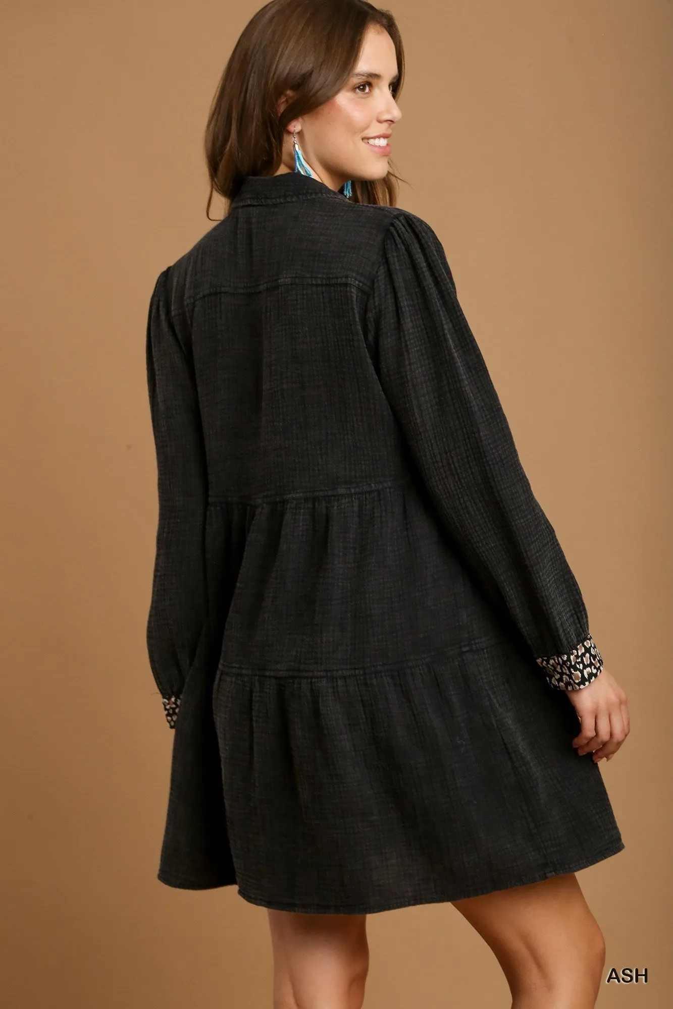 Mineral Wash Cotton Gauze Tiered Dress sold by Gigi Laurent product image thumbnail 4