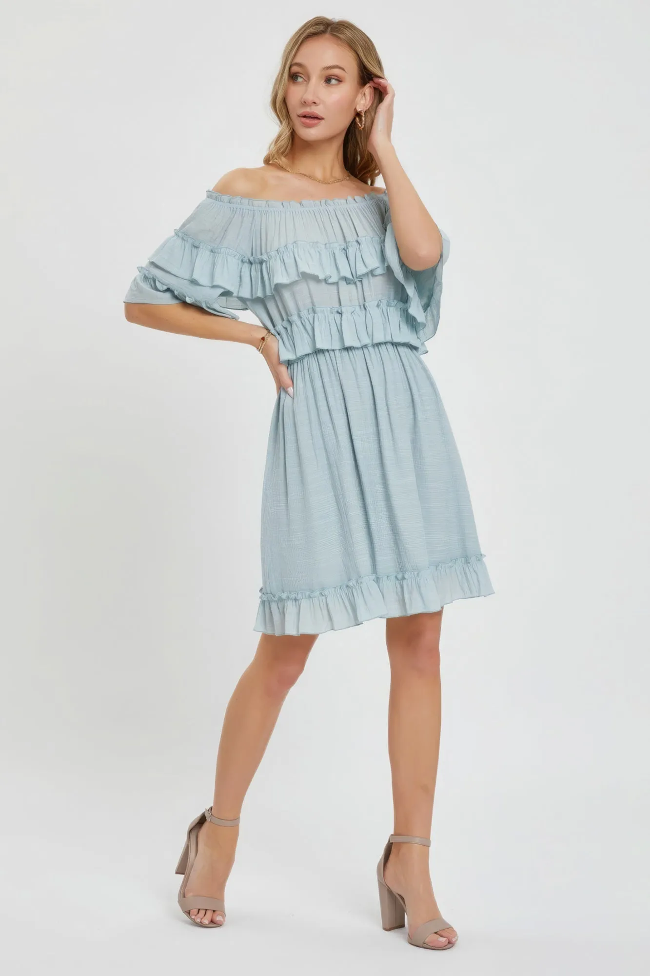 Off Shoulder Ruffle Dress sold by Gigi Laurent product image thumbnail 2