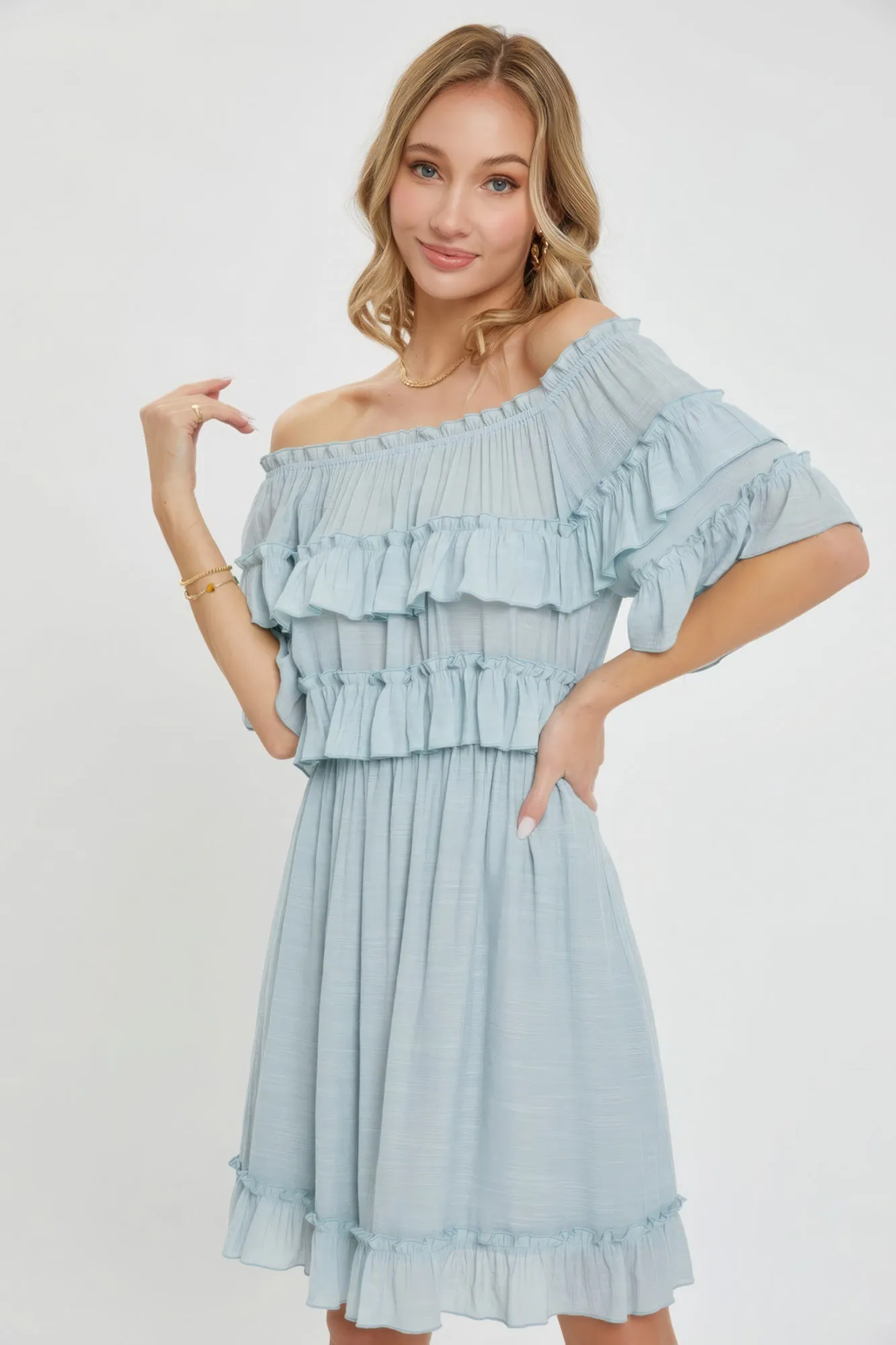 Off Shoulder Ruffle Dress sold by Gigi Laurent product image thumbnail 3
