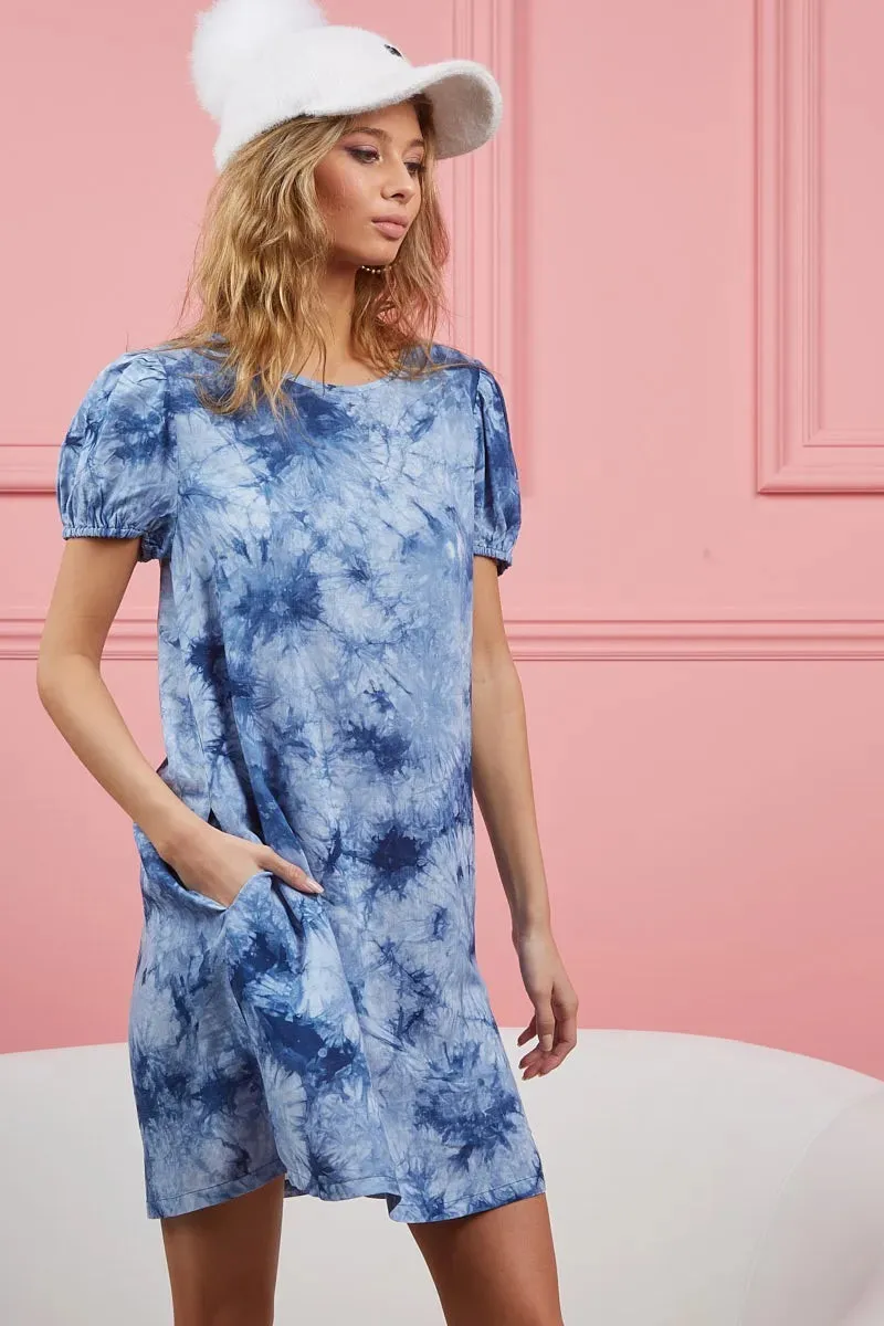 BiBi Puff Sleeve With Side Pockets Tie Dye Dress sold by Gigi Laurent product image thumbnail 3