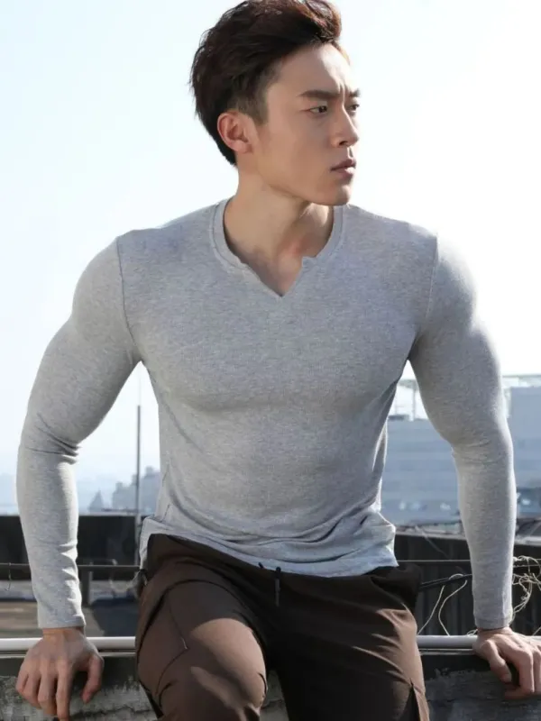 Men's Plus Size Notched Long Sleeve T-Shirt sold by Gigi Laurent