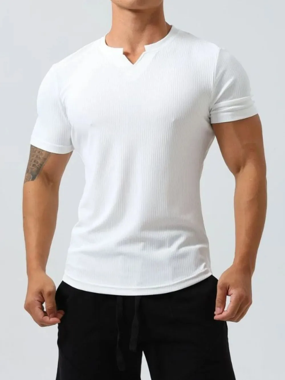 Men's Plus Size Notched Short Sleeve T-Shirt sold by Gigi Laurent product image thumbnail 4