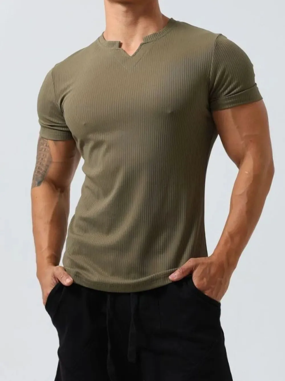 Men's Plus Size Notched Short Sleeve T-Shirt sold by Gigi Laurent