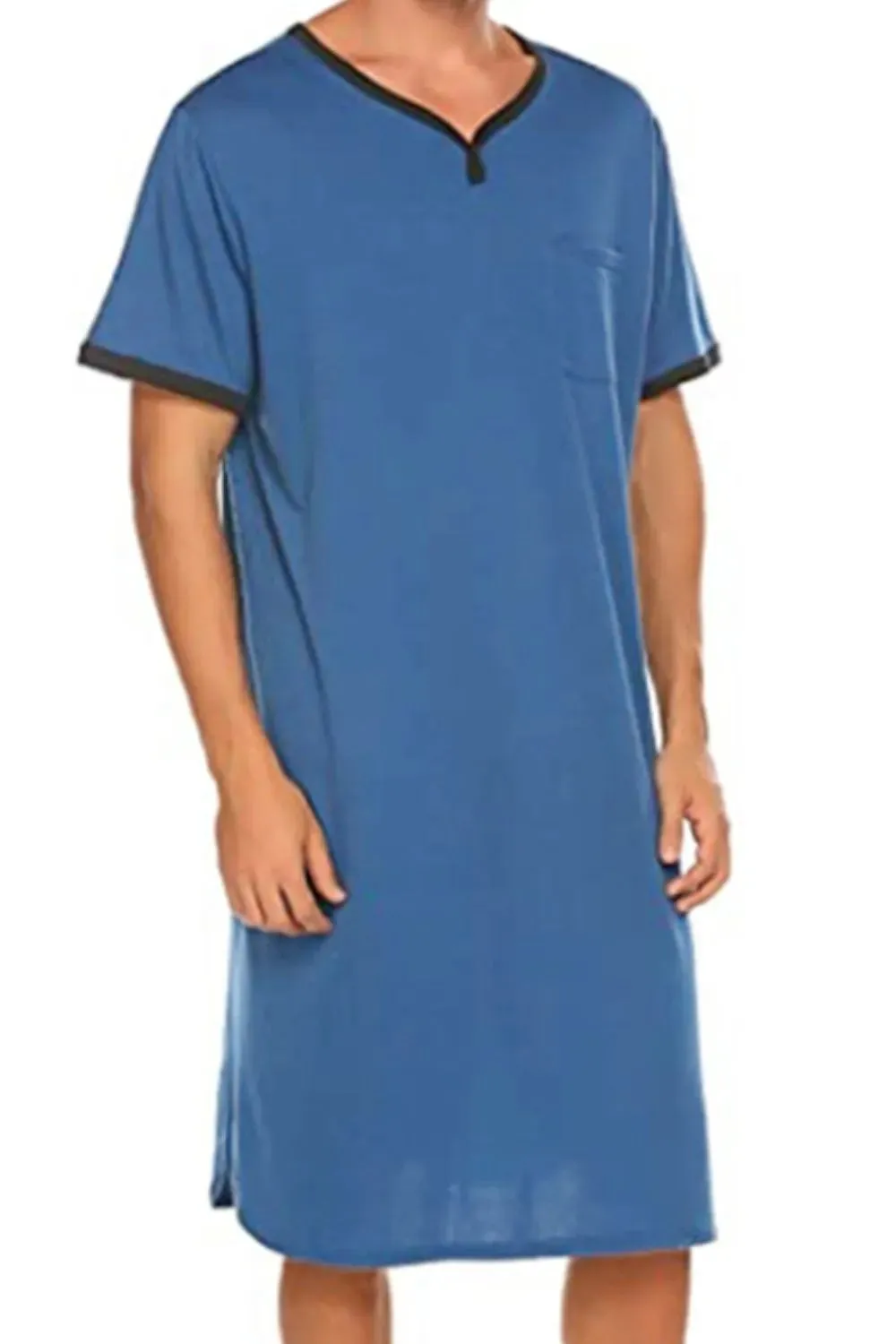 Men's Plus Size Contrast Trim Short Sleeve Lounge Tee Dress sold by Gigi Laurent product image thumbnail 2