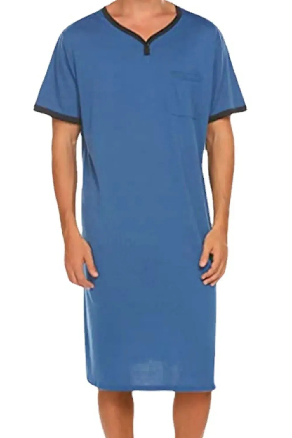 Men's Plus Size Contrast Trim Short Sleeve Lounge Tee Dress sold by Gigi Laurent product image thumbnail 3